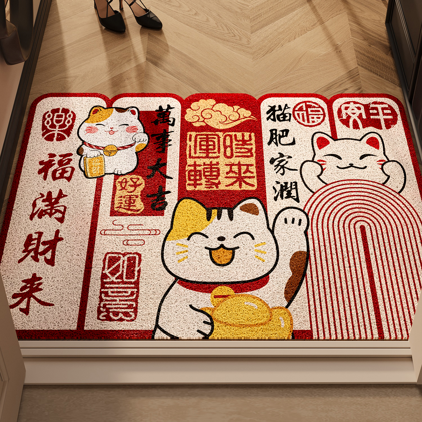 玄关入户门地垫红色丝圈耐磨耐脏