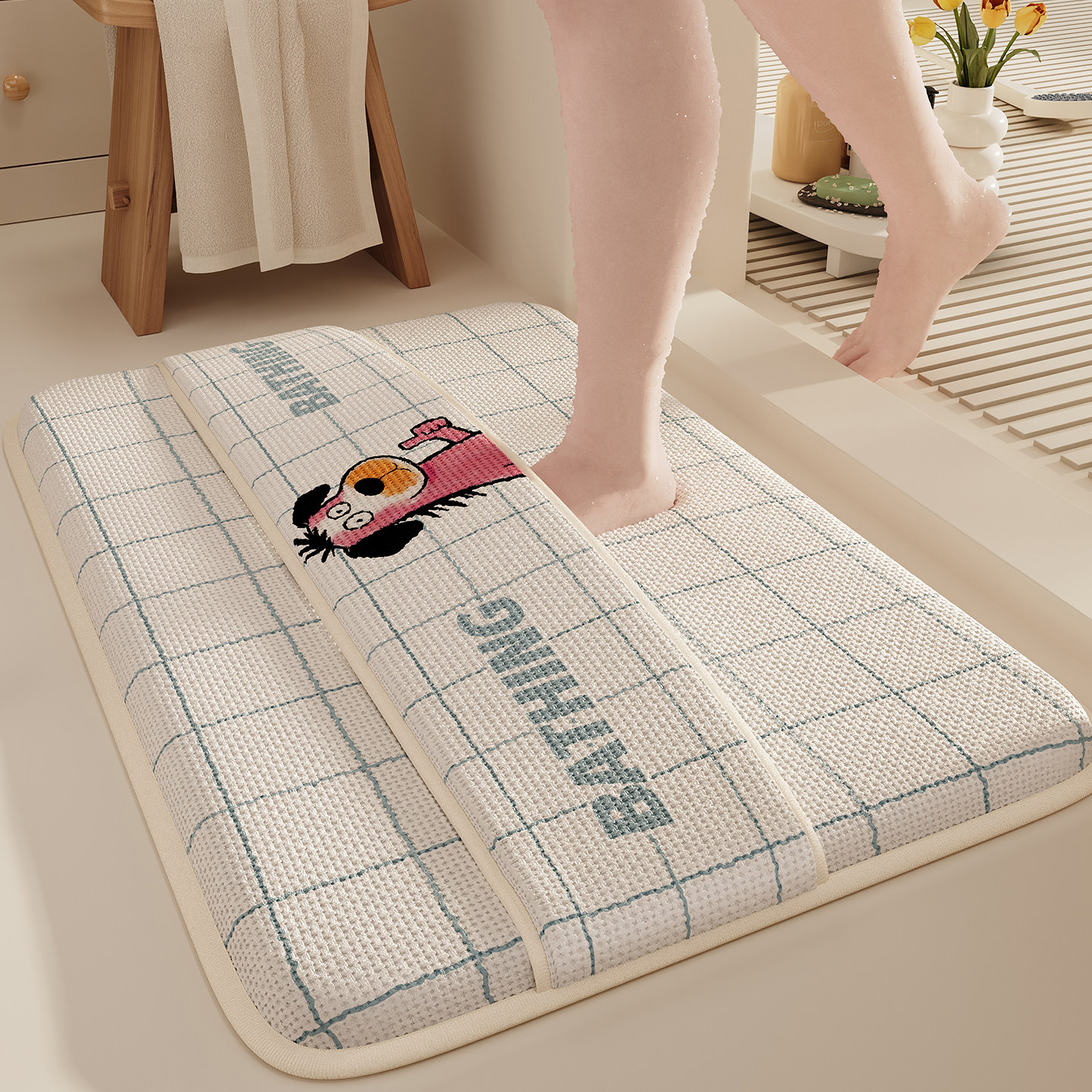 卫生间地垫加厚记忆海绵厕所门口吸水擦脚背垫防摔脚垫浴室防滑毯