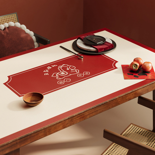 餐桌垫PVC桌面防烫隔热茶几桌布2026新款防水防油红色保护垫桌布