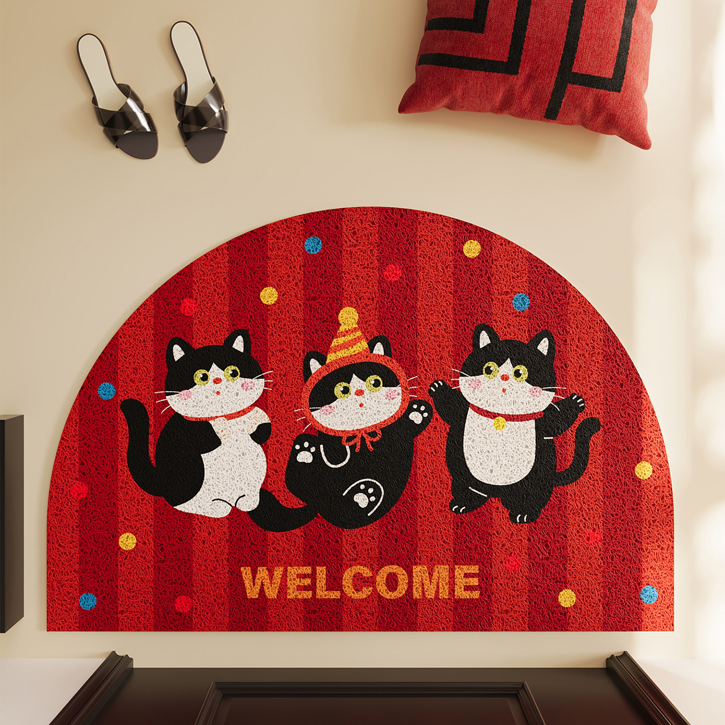 入户门地垫丝圈半圆脚垫玄关大门口红色防滑除尘耐磨耐脏门垫地毯,居家布艺,入户地垫,淘宝优惠券,粉丝福利购,淘宝优惠卷