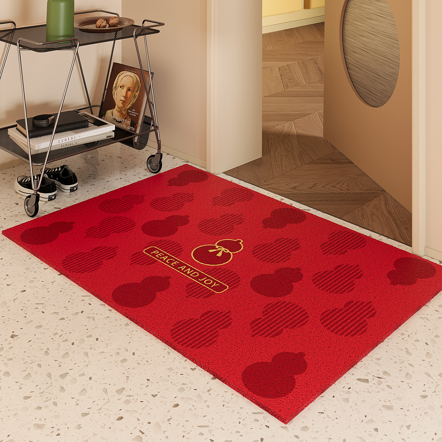 玄关入户门地垫红色丝圈耐磨耐脏