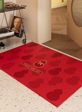 玄关入户门地垫红色丝圈耐磨耐脏大门口进门脚垫毯防滑除尘可裁剪