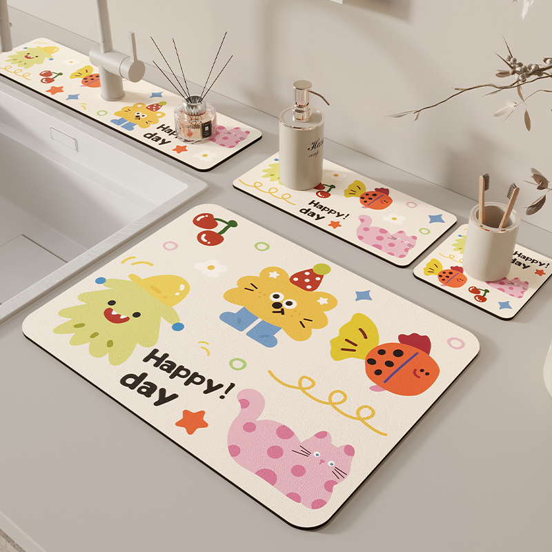 卫生间洗手台台面垫厨房免洗可擦硅藻泥水龙头沥水垫吸水垫洗漱台