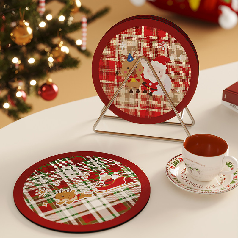圣诞风杯垫桌面茶杯吸水垫碗盘餐垫沥水垫轻奢圆形免洗防滑防潮垫,居家布艺,餐垫,淘宝优惠券,粉丝福利购,淘宝优惠卷