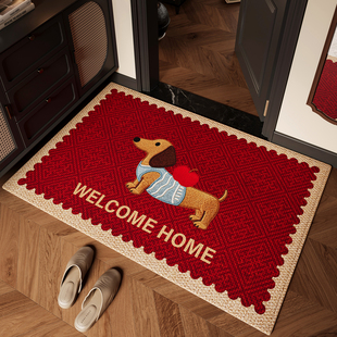 红色入户门地垫2026新款 卡通喜庆进门脚垫防滑除尘玄关大门口地毯