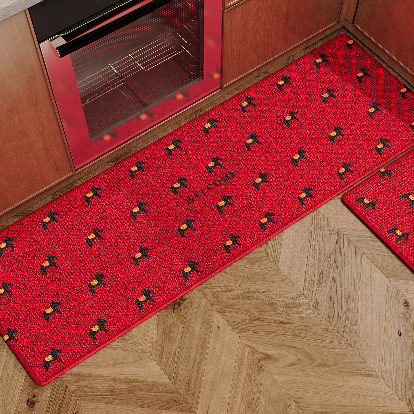 红色卡通家用免洗吸水速干擦脚垫厨房专用地垫耐脏耐磨防滑垫地毯,居家布艺,厨房地垫,淘宝优惠券,粉丝福利购,淘宝优惠卷
