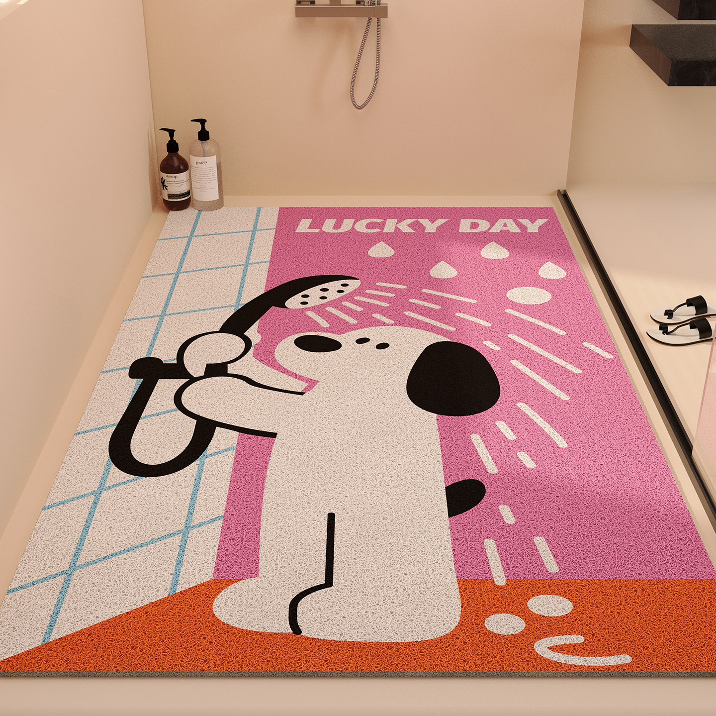 满铺可裁剪浴室防滑垫PVC卡通淋浴房镂空防水沥水地毯卫生间地垫