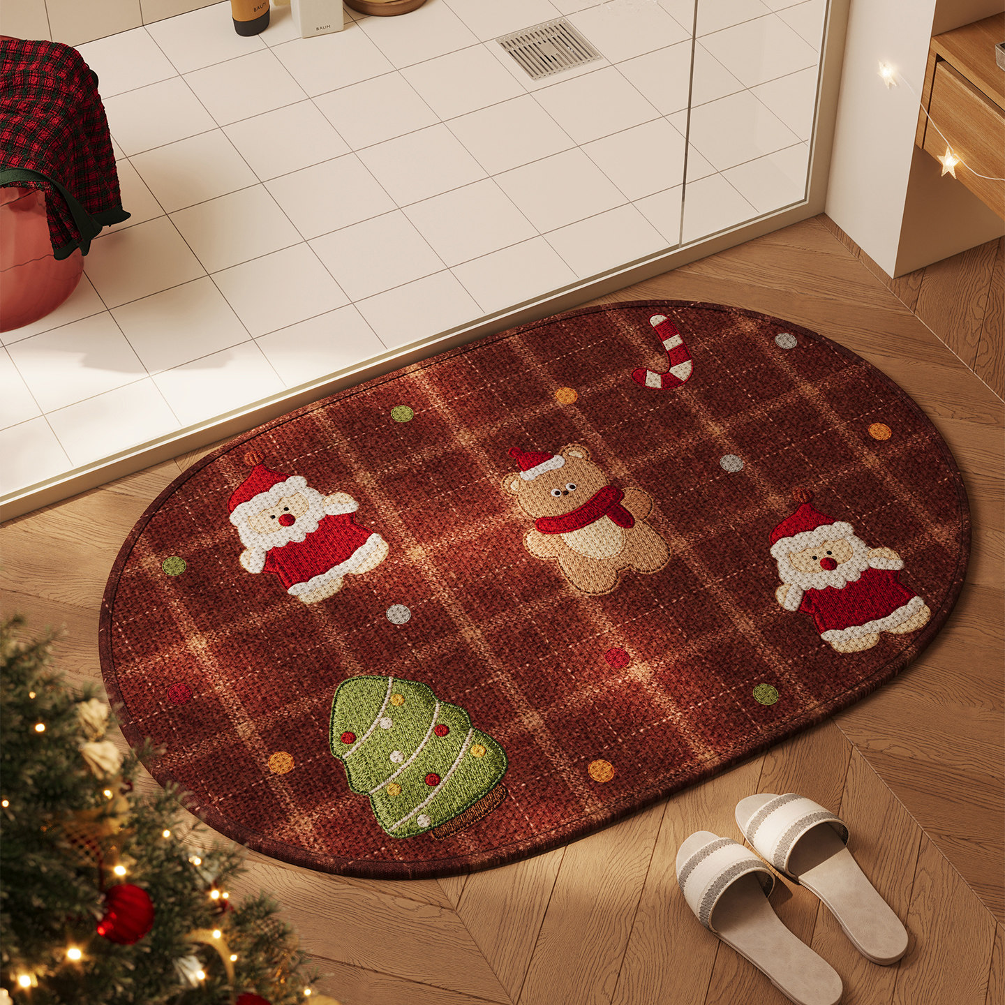 卫生间吸水速干免洗耐脏防滑垫卡通圣诞脚垫子厕所大门口浴室地毯,居家布艺,家用脚垫,淘宝优惠券,粉丝福利购,淘宝优惠卷
