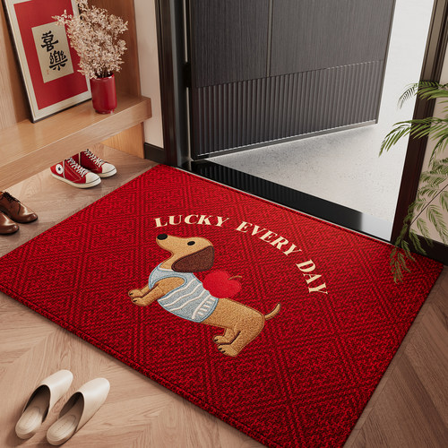 入户门地垫红色卡通狗狗家用玄关