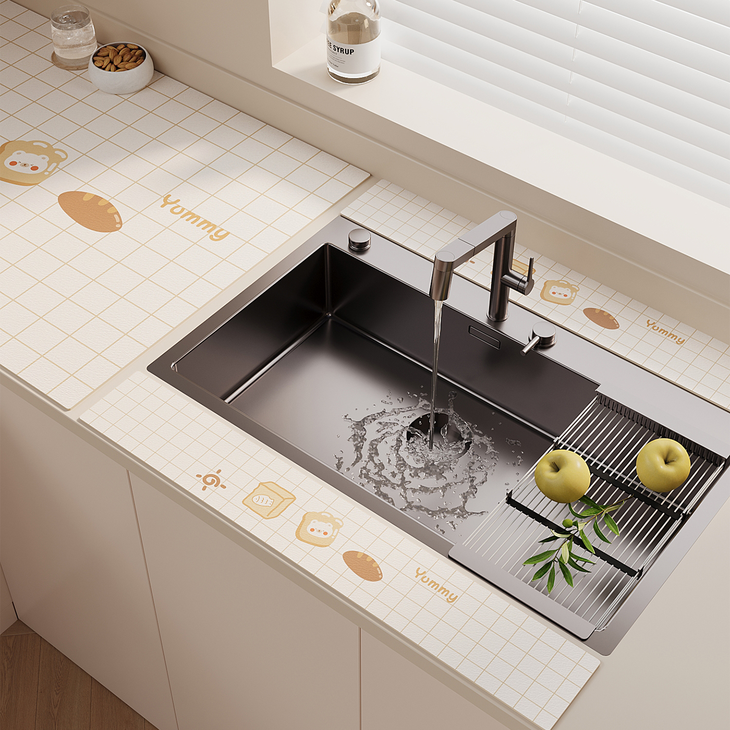 洗手台台面垫水龙头厨房硅藻泥挡水条吸水垫免洗可擦防滑窄边防溅