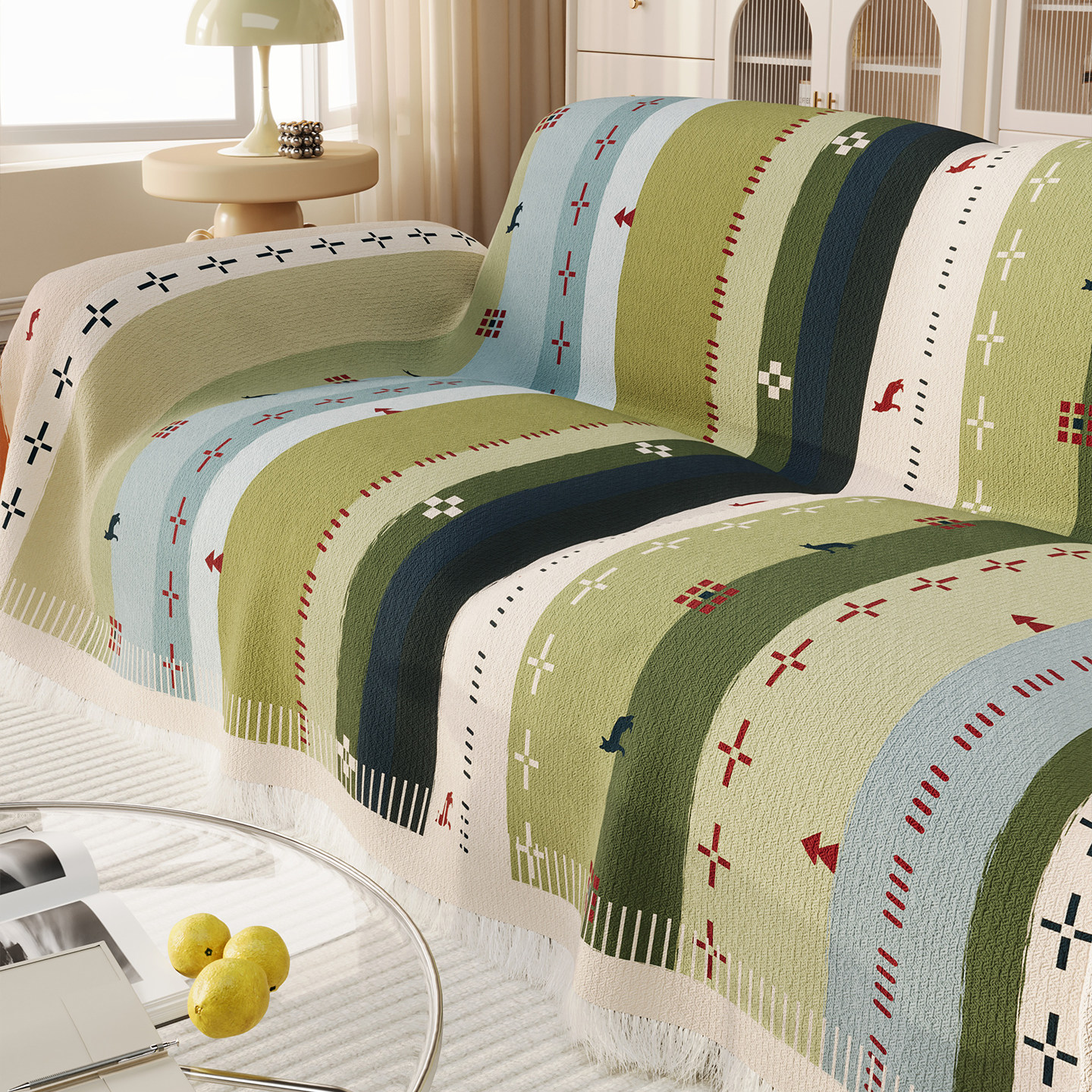 客厅沙发盖巾家用简约小清新除尘抗皱防滑可手洗垫布一片式盖垫