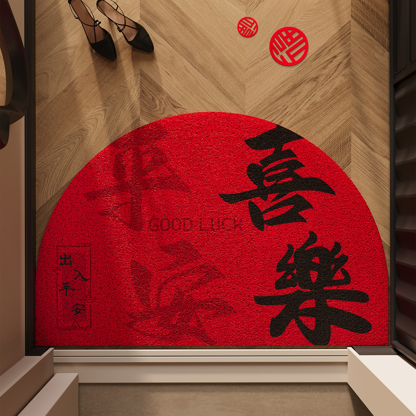 入户门地垫玄关大门进门红色丝圈