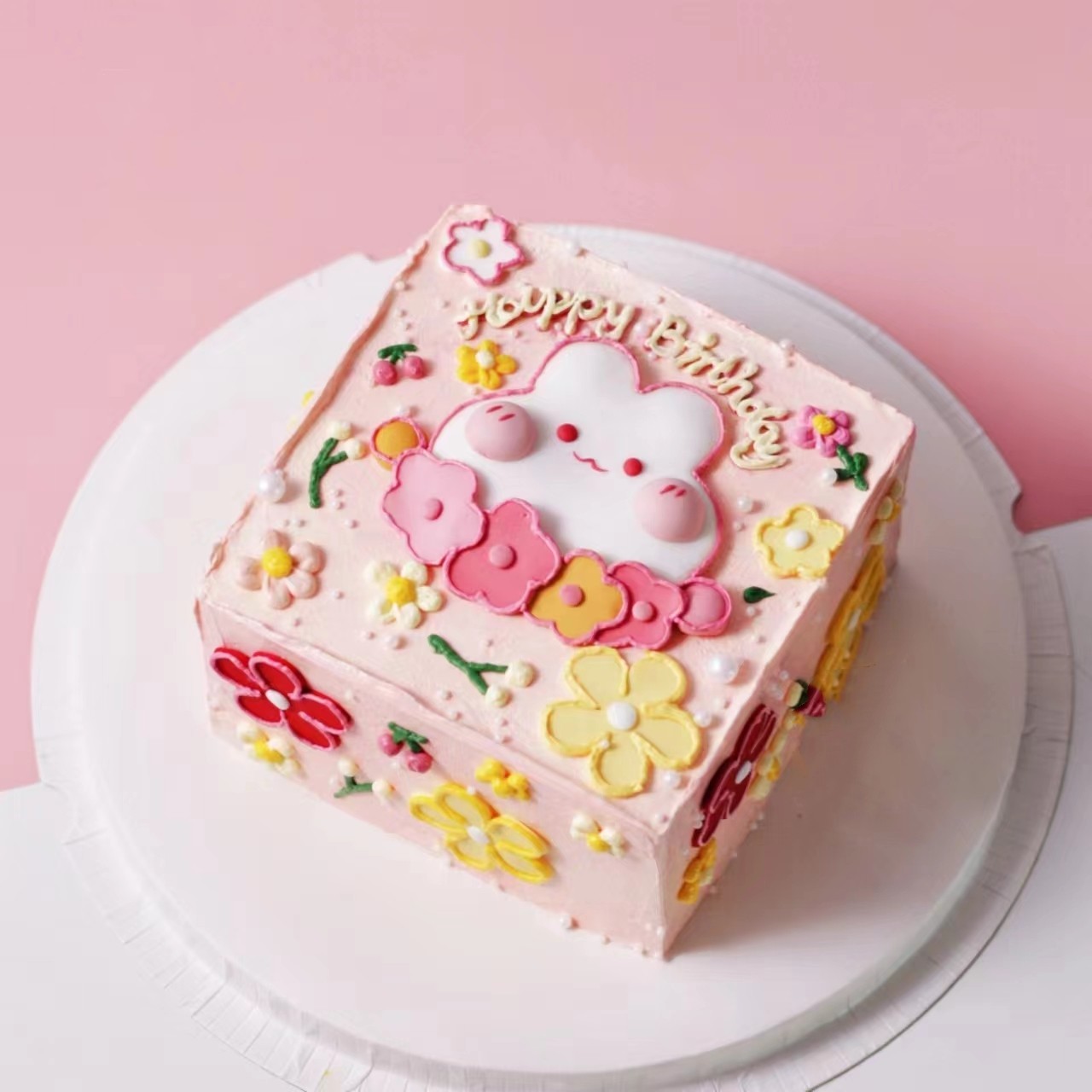 成都同城小兔子卡通兔宝宝周岁满月生日蛋糕儿童女生创意动物奶油