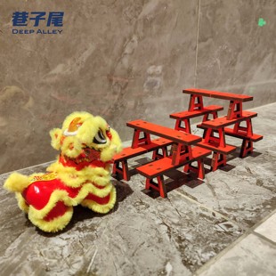 雄狮少年迷你醒狮表演道具八仙凳舞狮车载家居国潮国粹招财小摆件