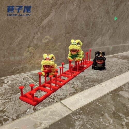 广东佛山迷你醒狮梅花桩模型摆件定制舞狮表演道具微道具收藏送礼