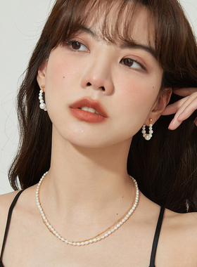 MORI DORI新款甜美高级感法式高亮珍珠耳环轻奢设计感后挂耳饰