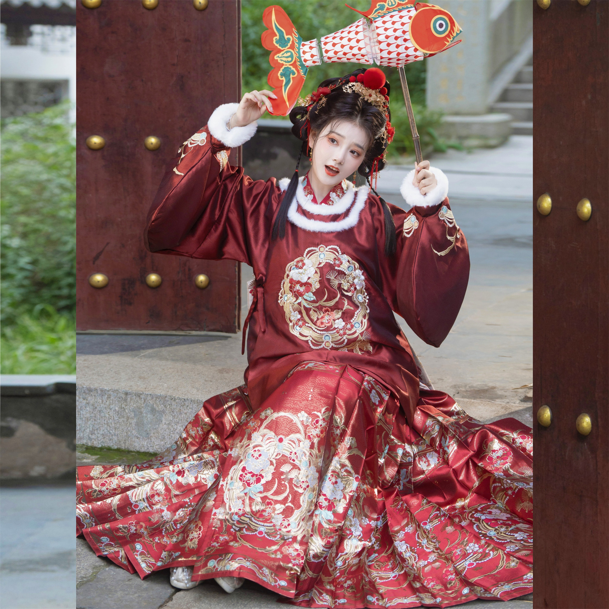 千亭记原创【长安常乐】女新年拜年服汉服秋冬季马面裙套装明制款,女装/女士精品,汉服套装,淘宝优惠券,粉丝福利购,淘宝优惠卷