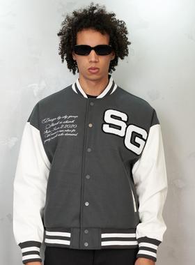 SKUNK GALLERY【SKG】美式重磅秋冬款棒球服潮流情侣休闲夹克外套