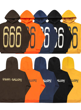 SKUNK GALLERY(SKG)666帽衫秋冬卫衣男女美式街头情侣款宽松潮牌