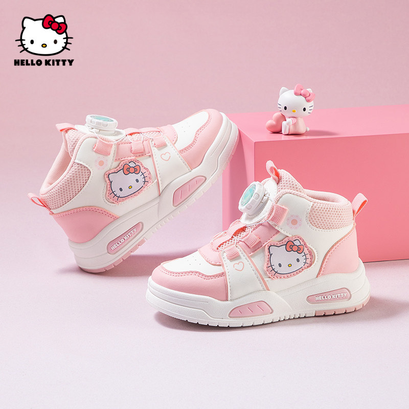 HelloKitty凯蒂猫童鞋女童高帮板鞋儿童秋季新款运动鞋女孩休闲鞋