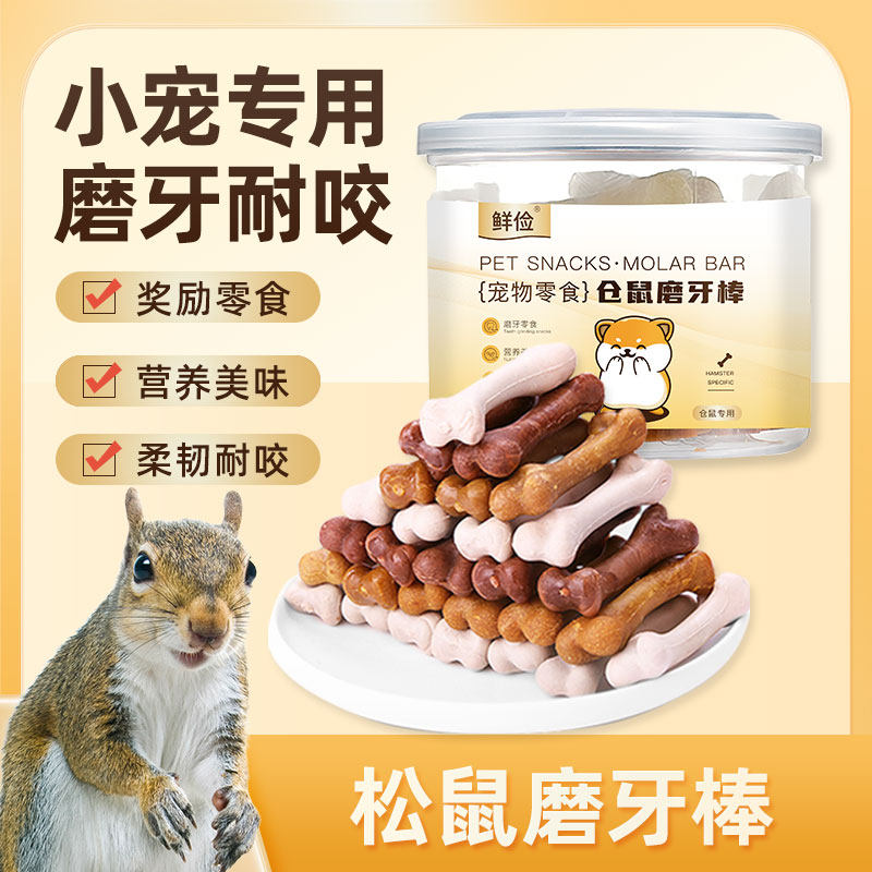 松鼠专用磨牙棒洁齿耐咬刺猬小宠花枝鼠零食小松鼠吃的粮食