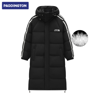 帕丁顿熊拼接宽松连帽休闲防风面包服外套防寒保暖加厚长款羽绒服