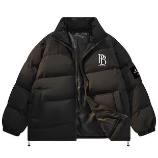 帕丁顿熊基础简约字母纯色休闲宽松加厚保暖立领羽绒服 男女同款