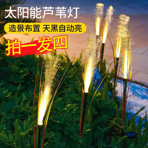 太阳能户外光纤芦苇灯庭院花园氛围装饰灯阳台造景布置地插草坪灯