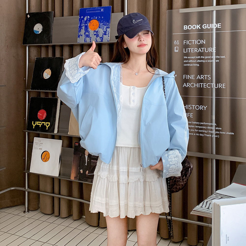 现货-2025年秋季新款天蓝色蕾丝拼接外套203-8892-P145-K218，女装短外套，浙宝203