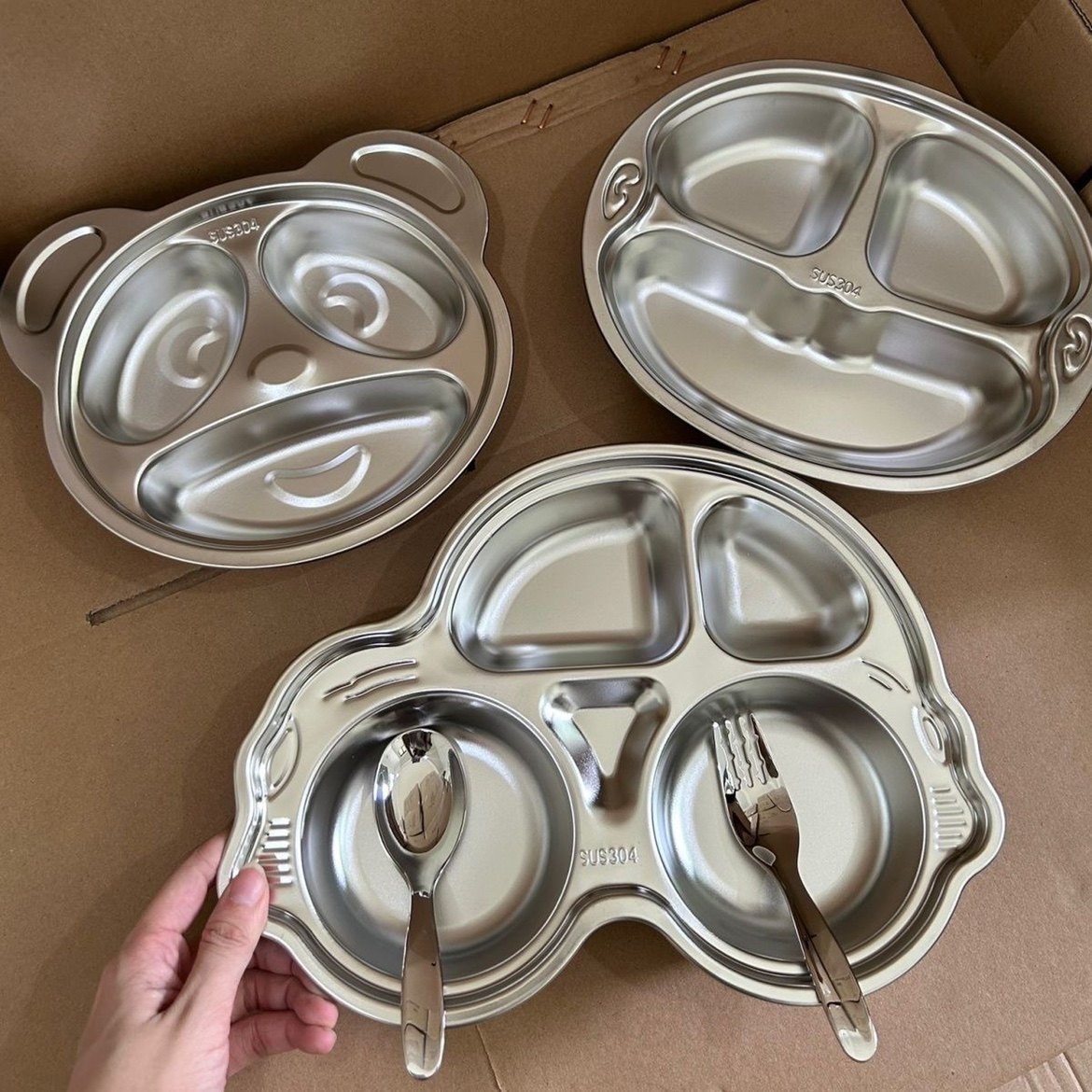 米诺家304不锈钢熊猫小熊餐盘 儿童卡通造型餐盘宝宝辅食分格盘子,餐饮具,盘,淘宝优惠券,粉丝福利购,淘宝优惠卷