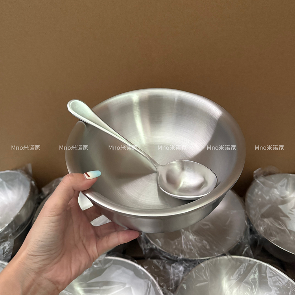 米诺家304不锈钢韩式双层防烫碗