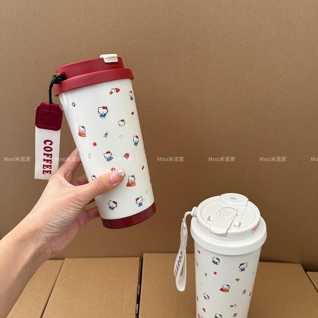 米诺家316不锈钢凯蒂猫保温杯咖啡杯女生高颜值双饮可爱猫杯水杯