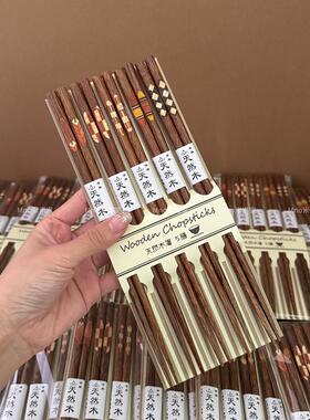 高档鸡翅木方头筷子家用高颜值木头筷子一人一双高颜值