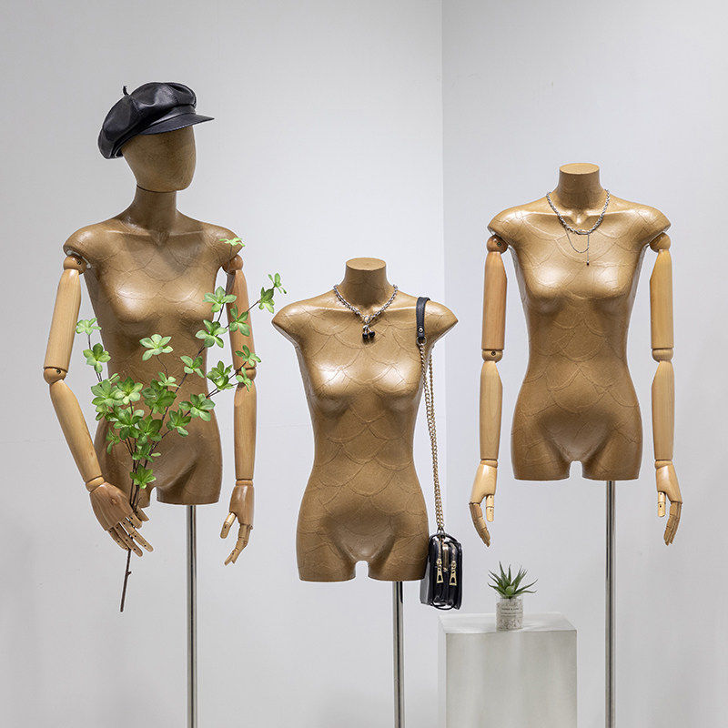 服装店复古牛皮纸扁身平胸模特道具女装半身橱窗假人台全身展示架