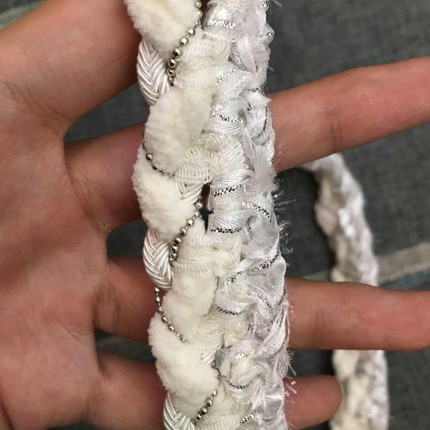 香家手工钩白色银链DIY编织带小香风服饰箱包装饰花边辅料