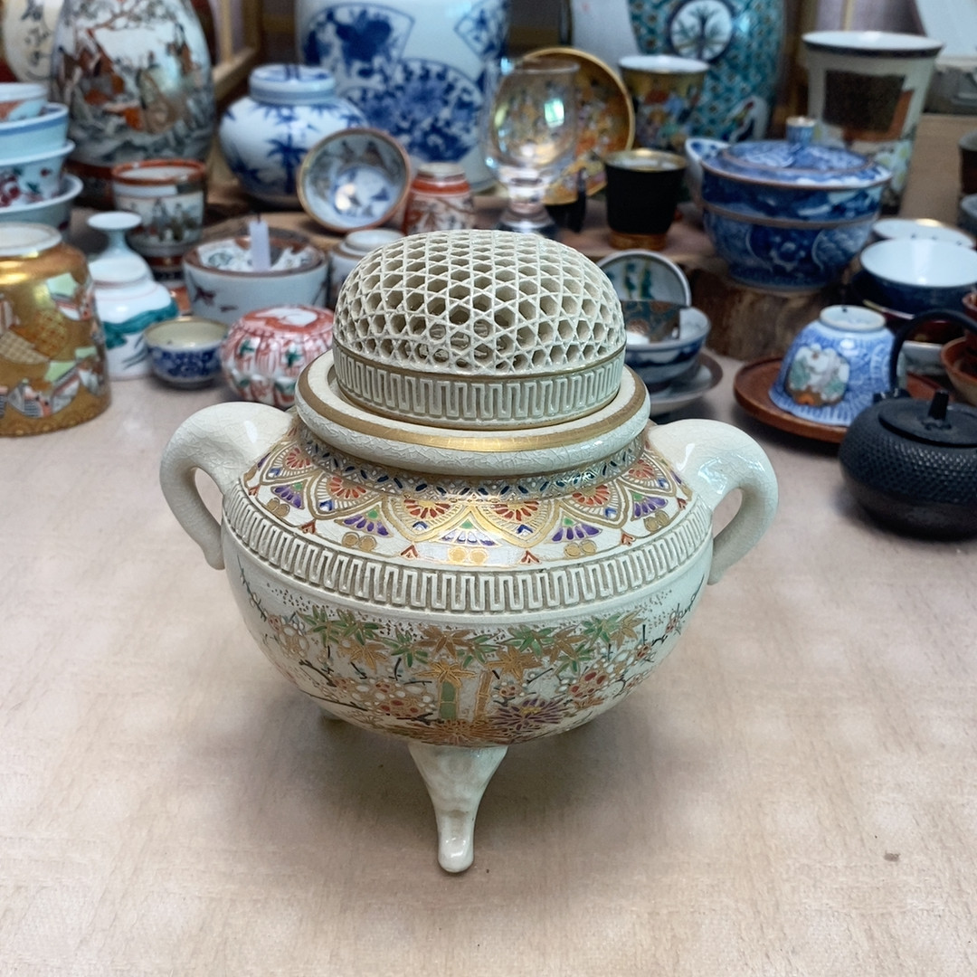 老萨摩 官窑 名家 手绘彩绘 象耳兽足 香炉,餐饮具,茶杯,淘宝优惠券,粉丝福利购,淘宝优惠卷