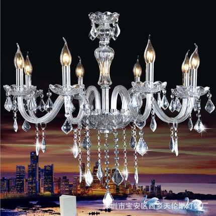 水晶吊灯走廊卧室欧式餐厅灯具三头客厅玻璃蜡烛灯LED
