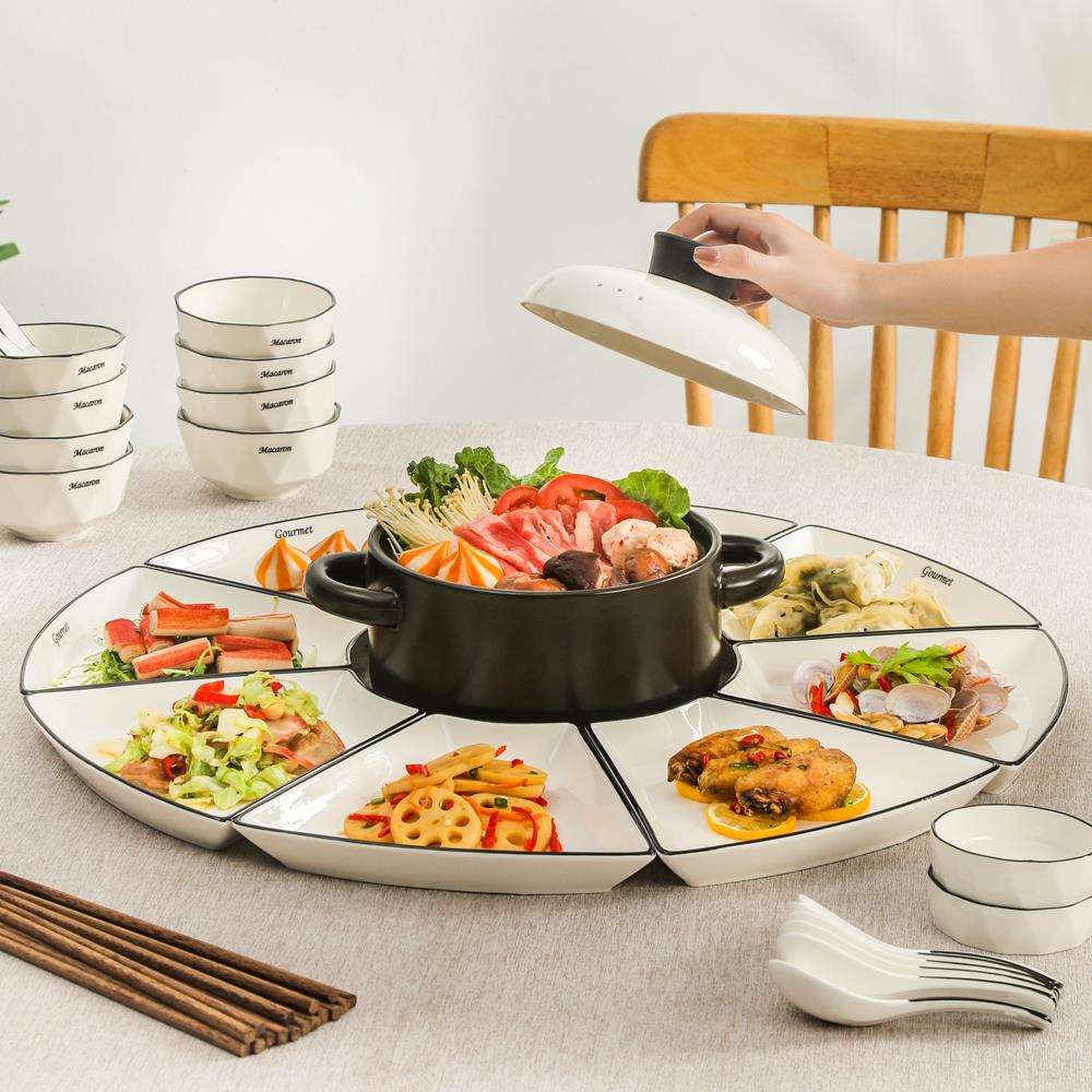 陶瓷拼盘餐具组合过年家用碗盘菜盘轻奢盘子碗家庭年夜饭碗碟套装