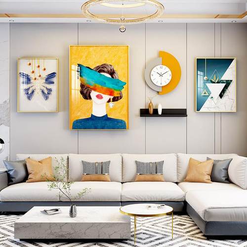现代艺术中款装饰画客厅壁画组合铝合金画走廊壁挂壁饰艺术挂表画