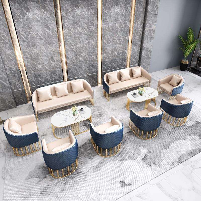 办公室沙发小型商务茶几组合套装简约现代接待室会客洽谈桌椅轻奢