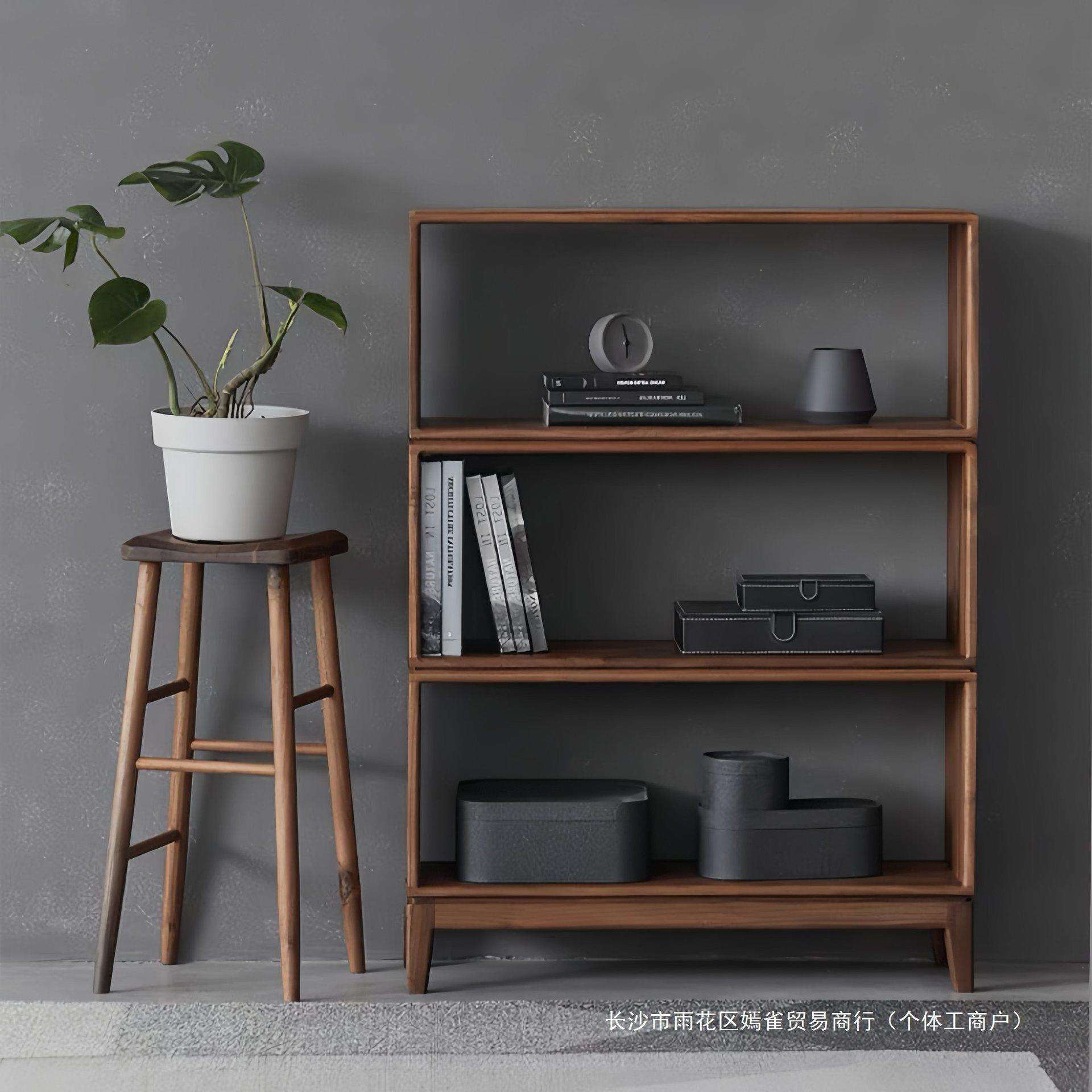 北欧全实木矮书柜自由组合格子柜落地书架置物架客厅收纳柜储物柜