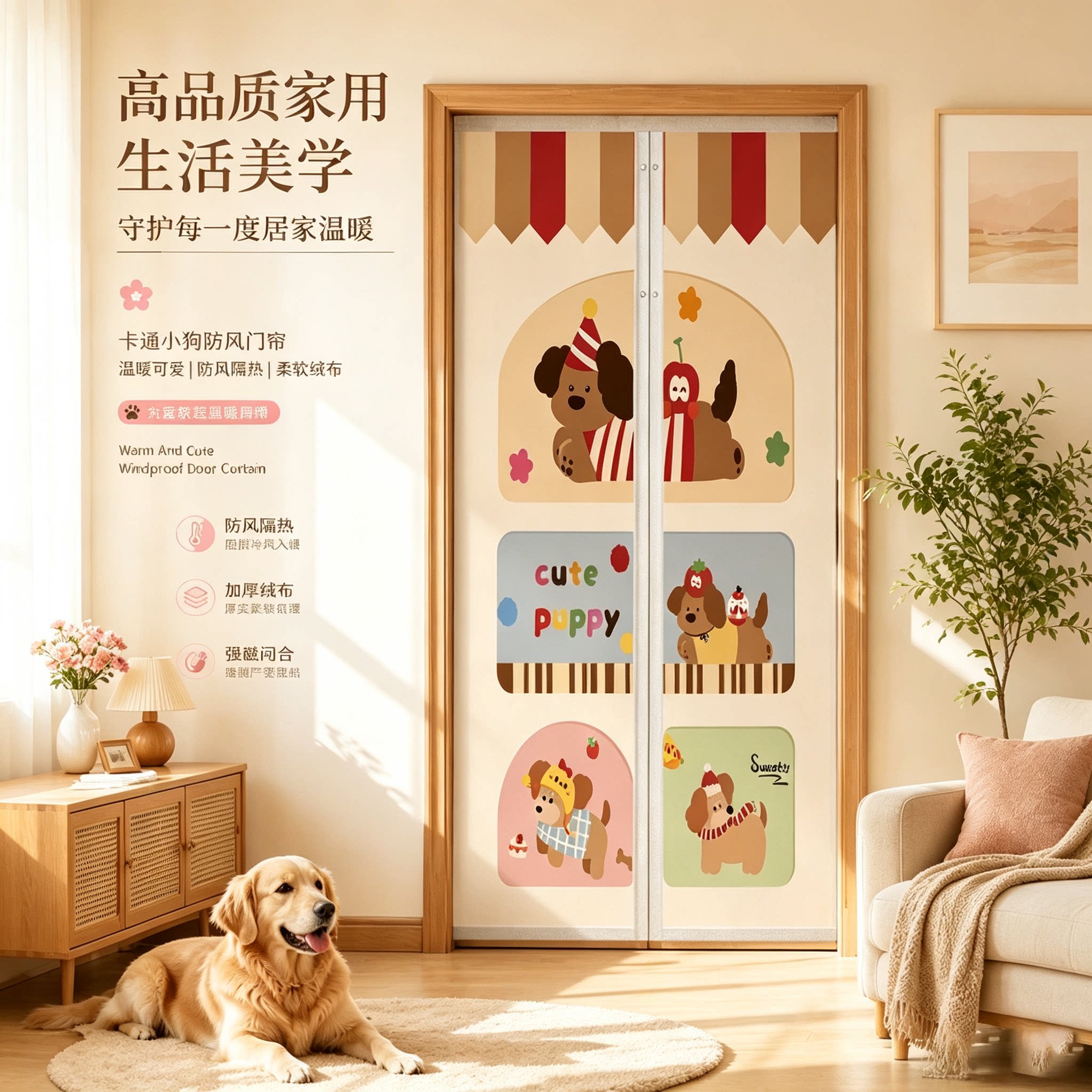 卧室门帘免打孔安装家用隔断帘图片