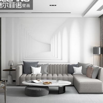 北欧抽象现代空间无缝壁布卧室客厅电视背景墙壁纸灰白壁画墙布