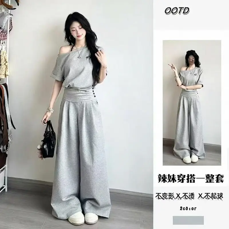 韩系学院夏季休闲运动套装女短款时尚套装