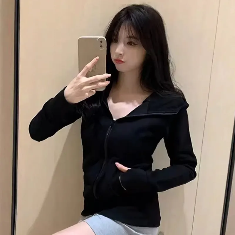 开衫修身卫衣外套女春秋款立领收腰薄款抓绒内胆瑜伽服运动上衣