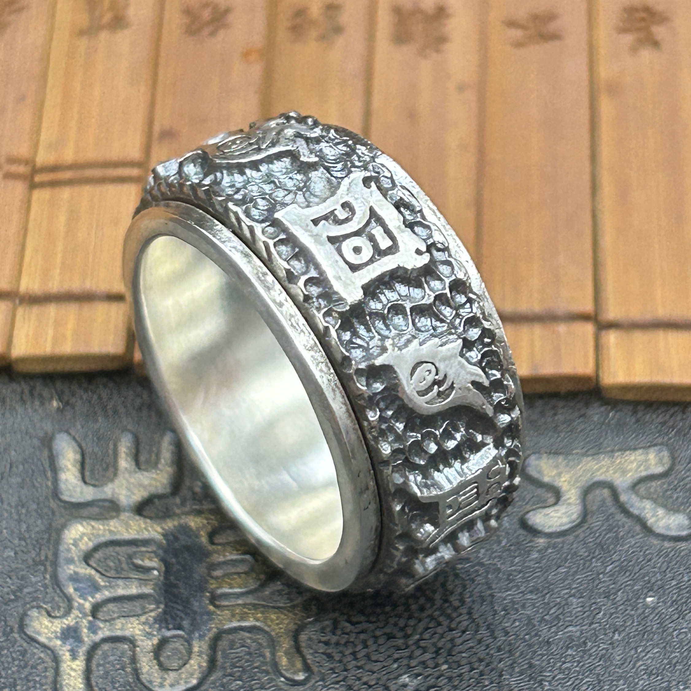 纯银999时来运转戒指手工定做戒指/指环