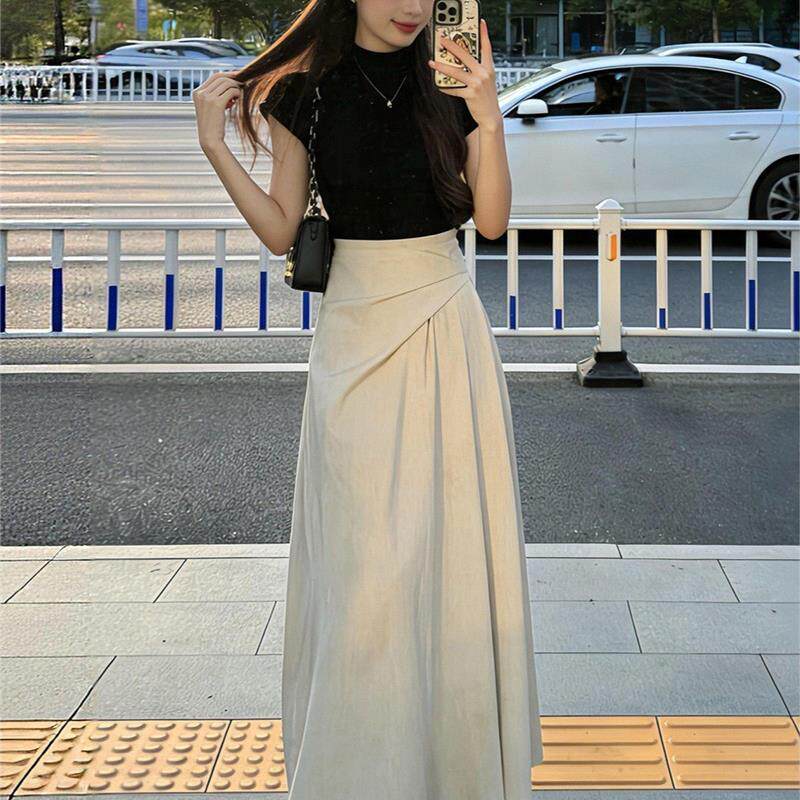 2026新款小个子高级感半身裙子女夏季高腰a字半裙伞裙垂坠感长裙