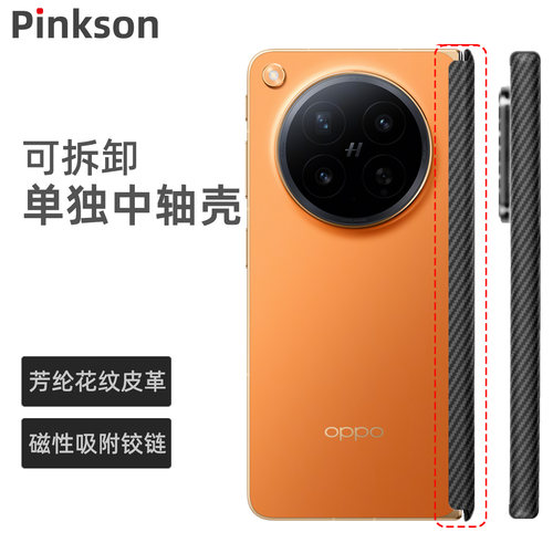 Pinkson搭配凯夫拉手机壳适用OPPO Find N6单独中轴条保护壳磁吸铰链适配原机后壳findn6新款折叠屏全包防摔