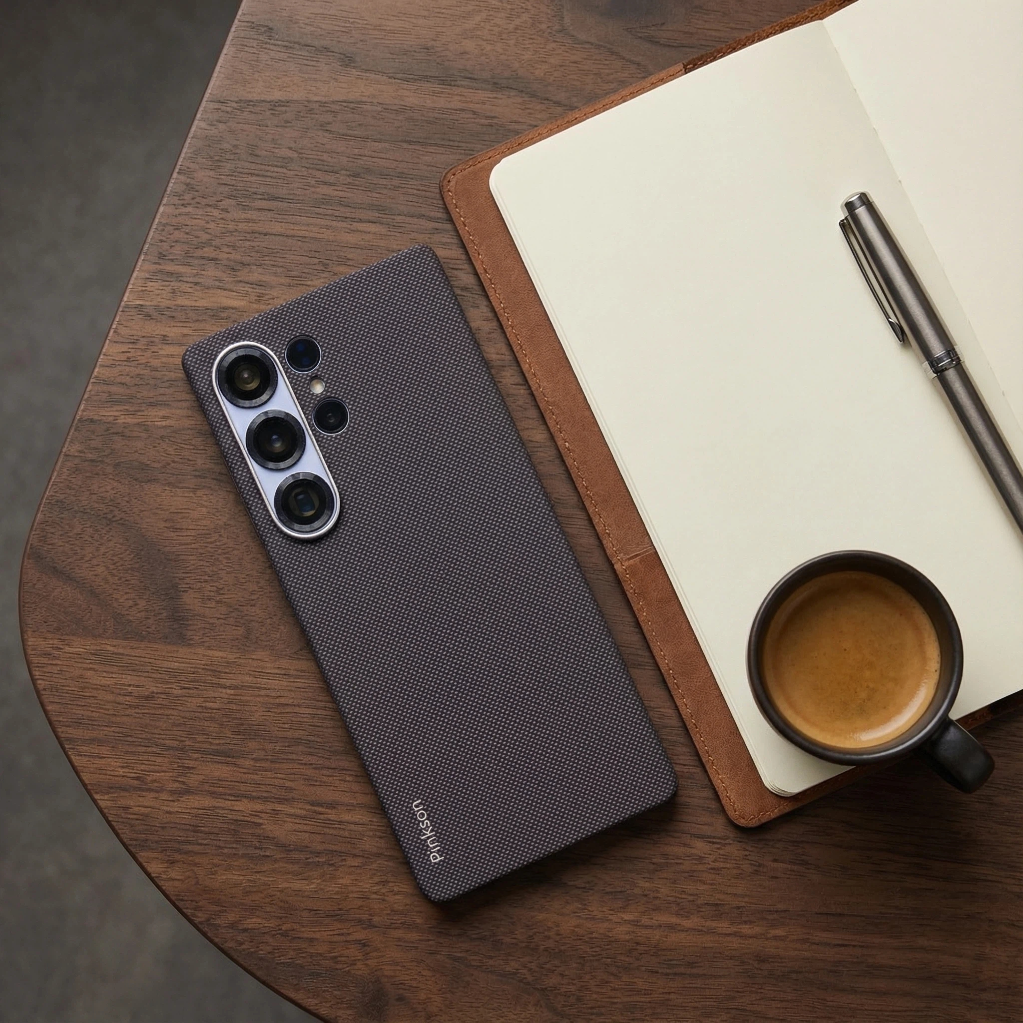 Pinskon适用于Vectran纤维400D三星S24Ultra手机壳超薄s25ultra磨砂硬壳凯夫拉商务简约高档男士新款防摔