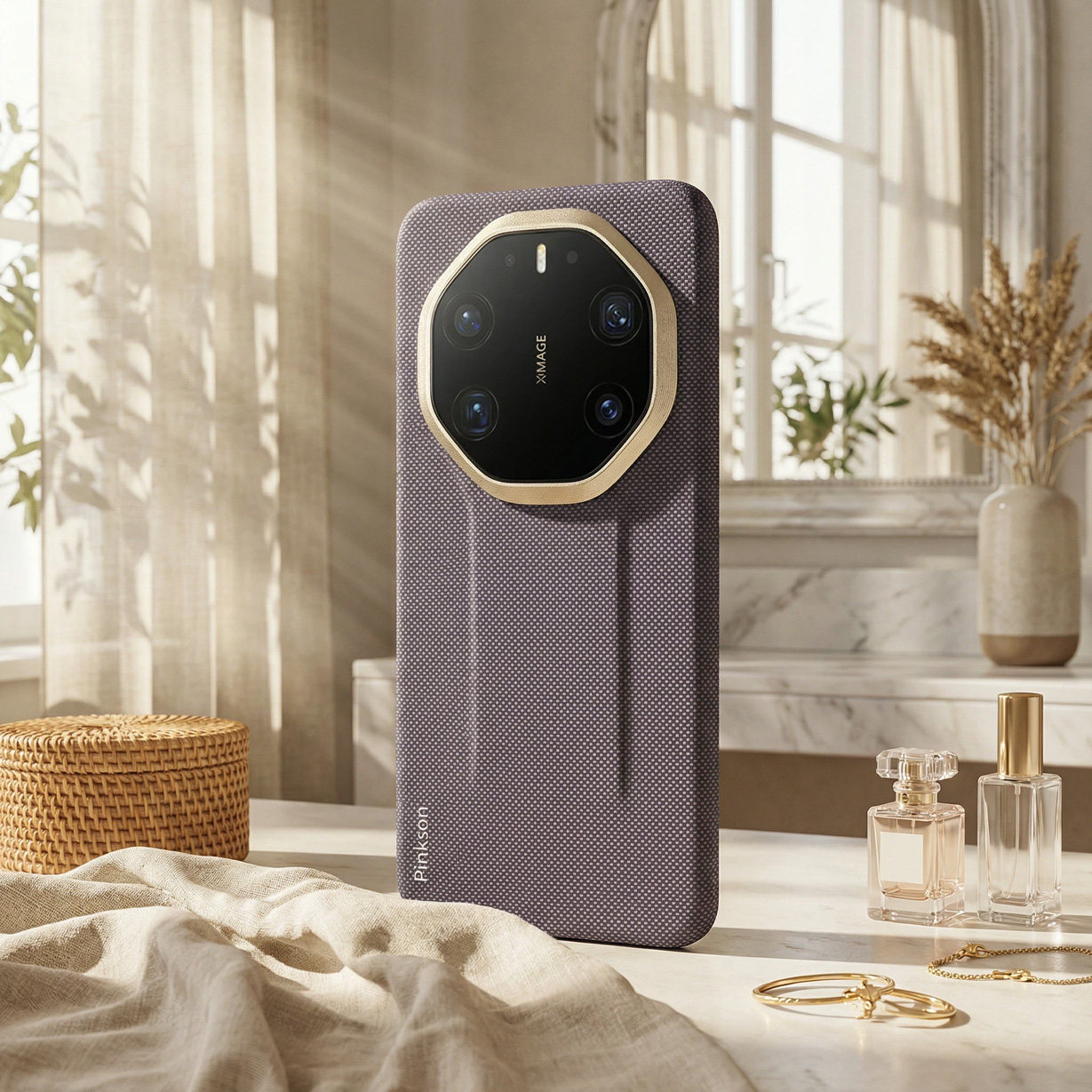 Pinkson适用于华为Mate80RS手机壳非凡大师保护套凯夫拉芳纶碳纤维纹外壳超薄全包磨砂硬壳男士商务简约